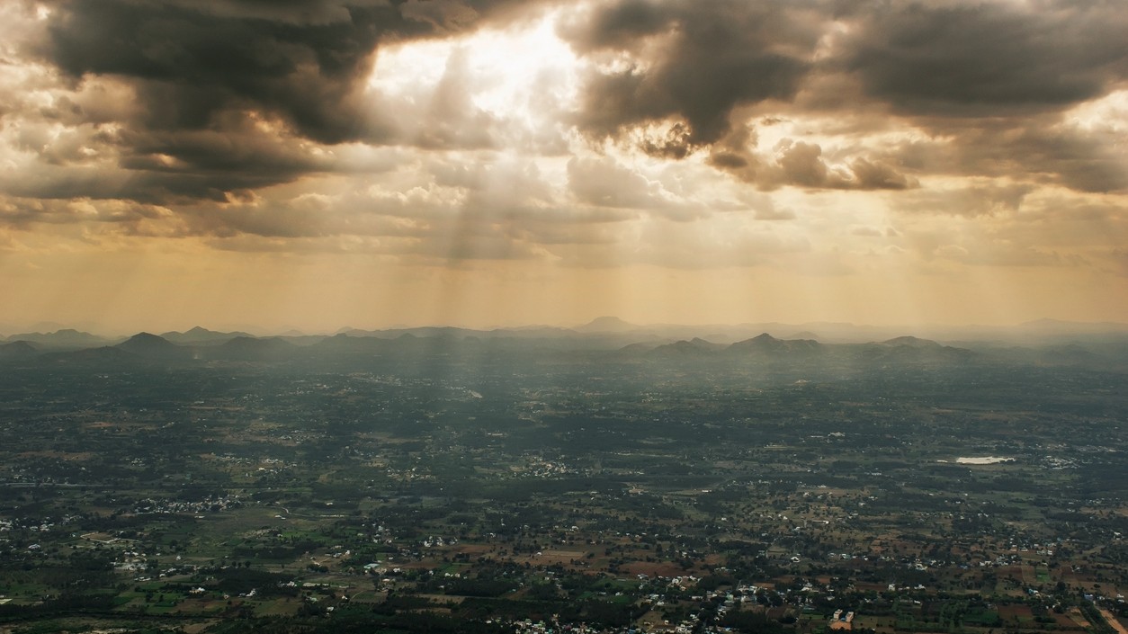 Landscape of clouds over Yelagiri Hills.