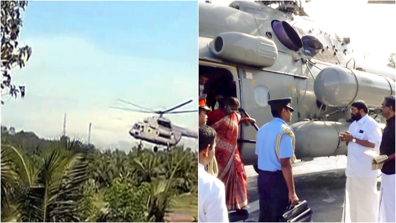 The landing was originally planned at Nilackal near Pamba, but it was changed to Pramadam due to inclement weather.