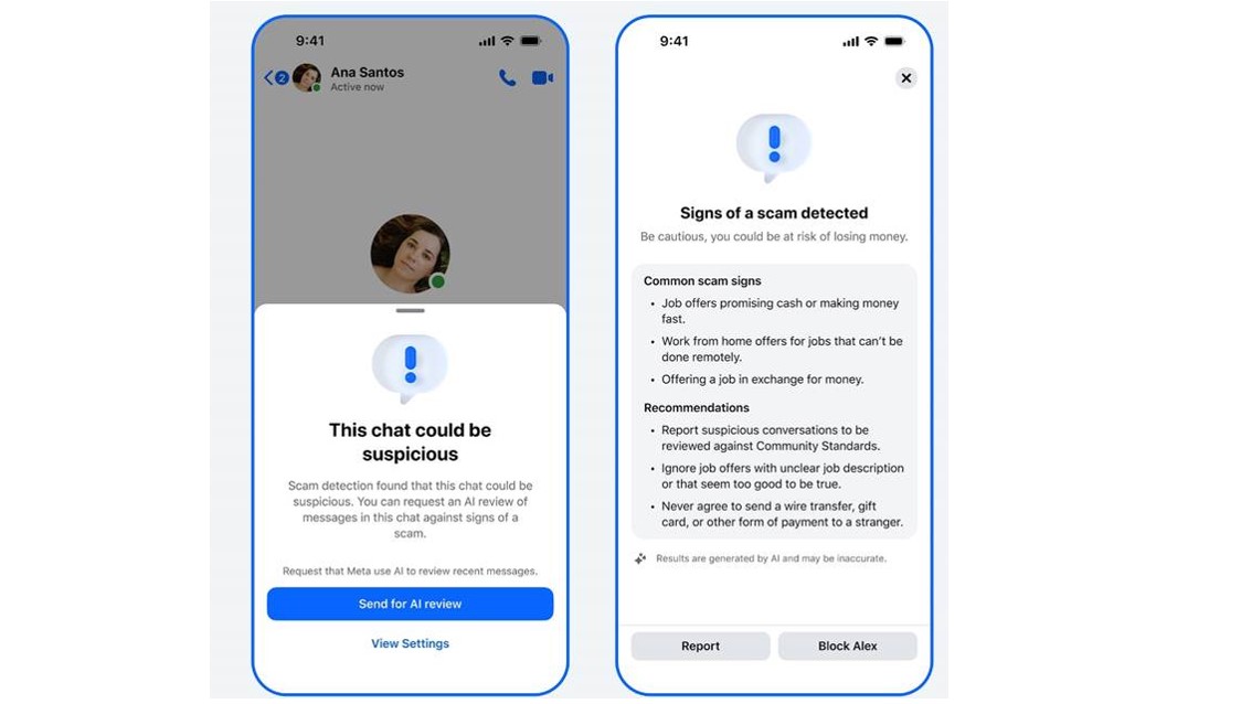 Anti-scam feature on Facebook Messenger.