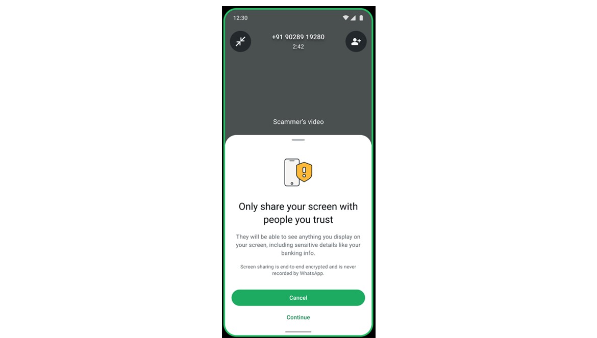 Anti-scam feature on Whatsapp.