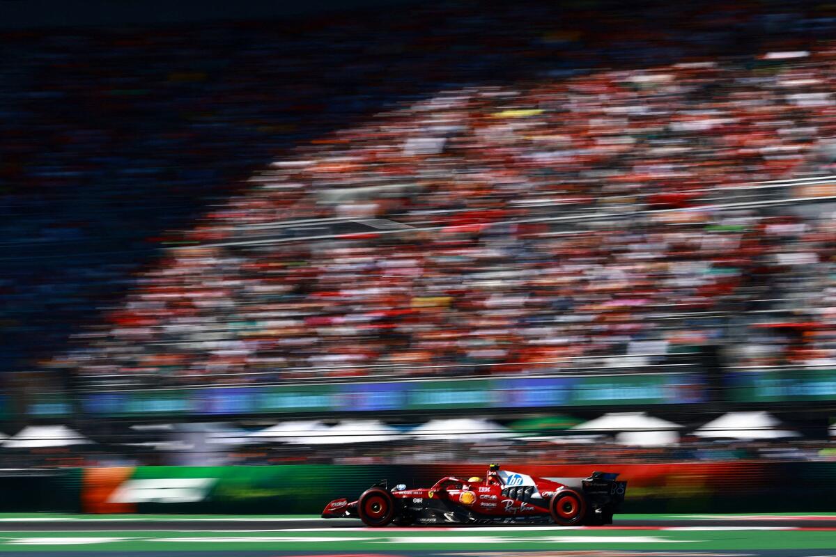 Ferrari's Lewis Hamilton in action during the race.