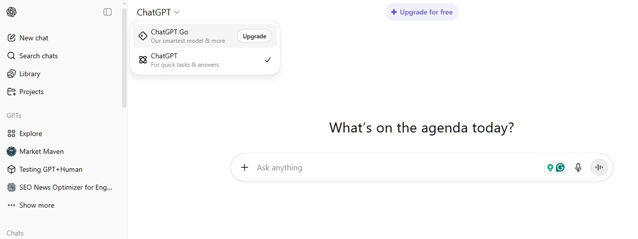 Select ChatGPT Go plan.
