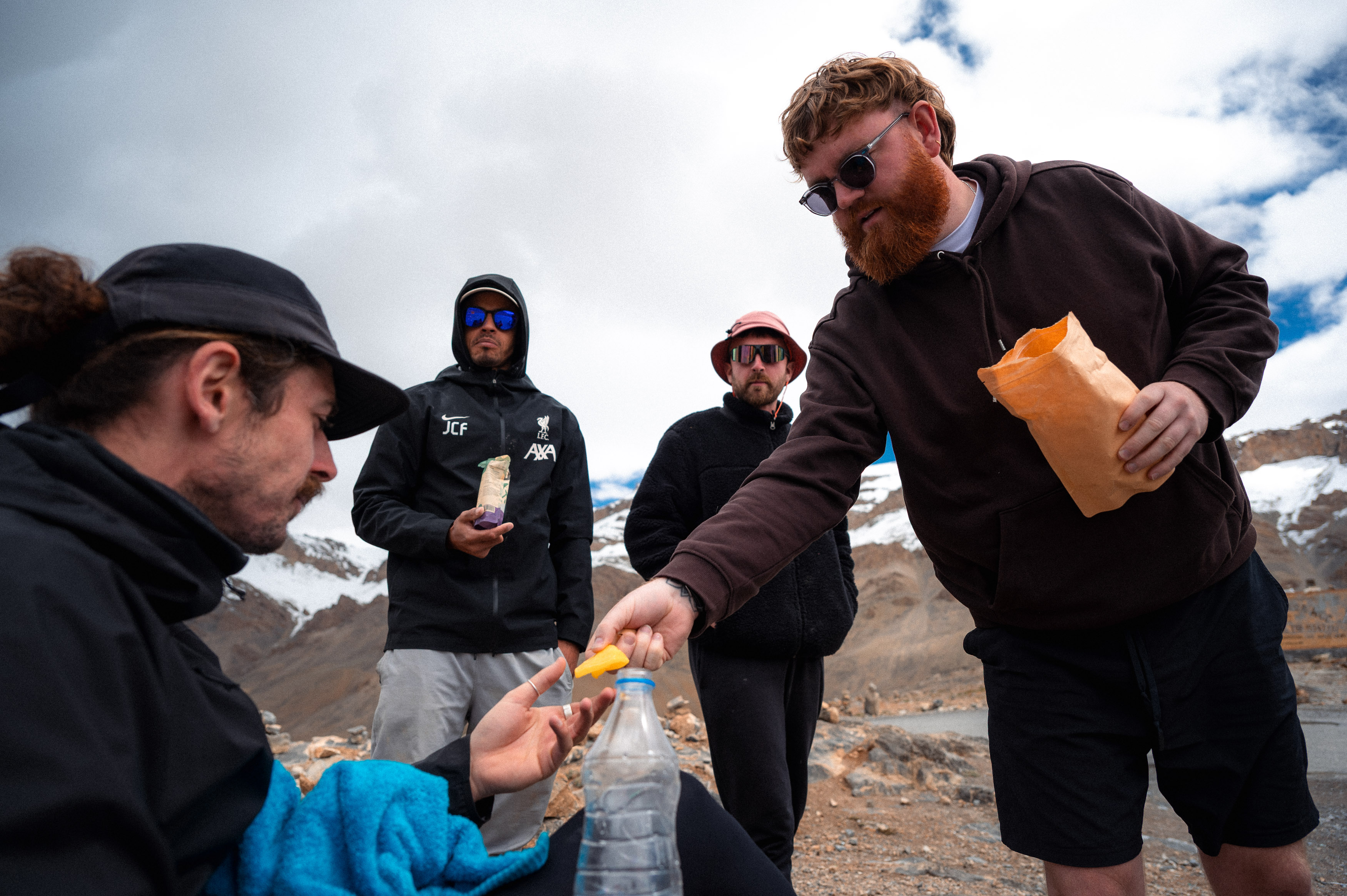 Faint with his crew comprising close friends (Jordan Fairclough, Fred Ried, Daniel Robinson) take a break in Ladakh.