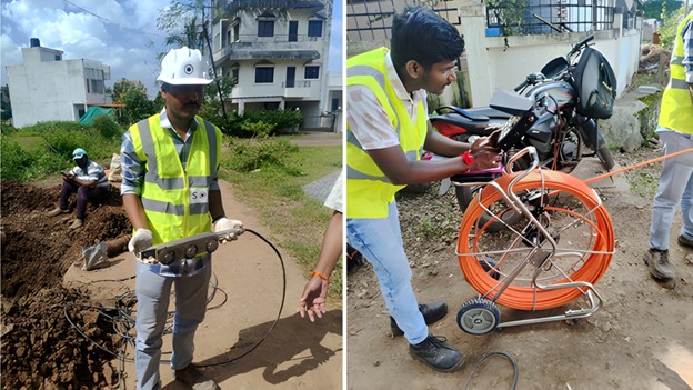 Solinas in action&gt; High-tech pipeline patrol: Solinas’ robot prepares to inspect urban water networks.