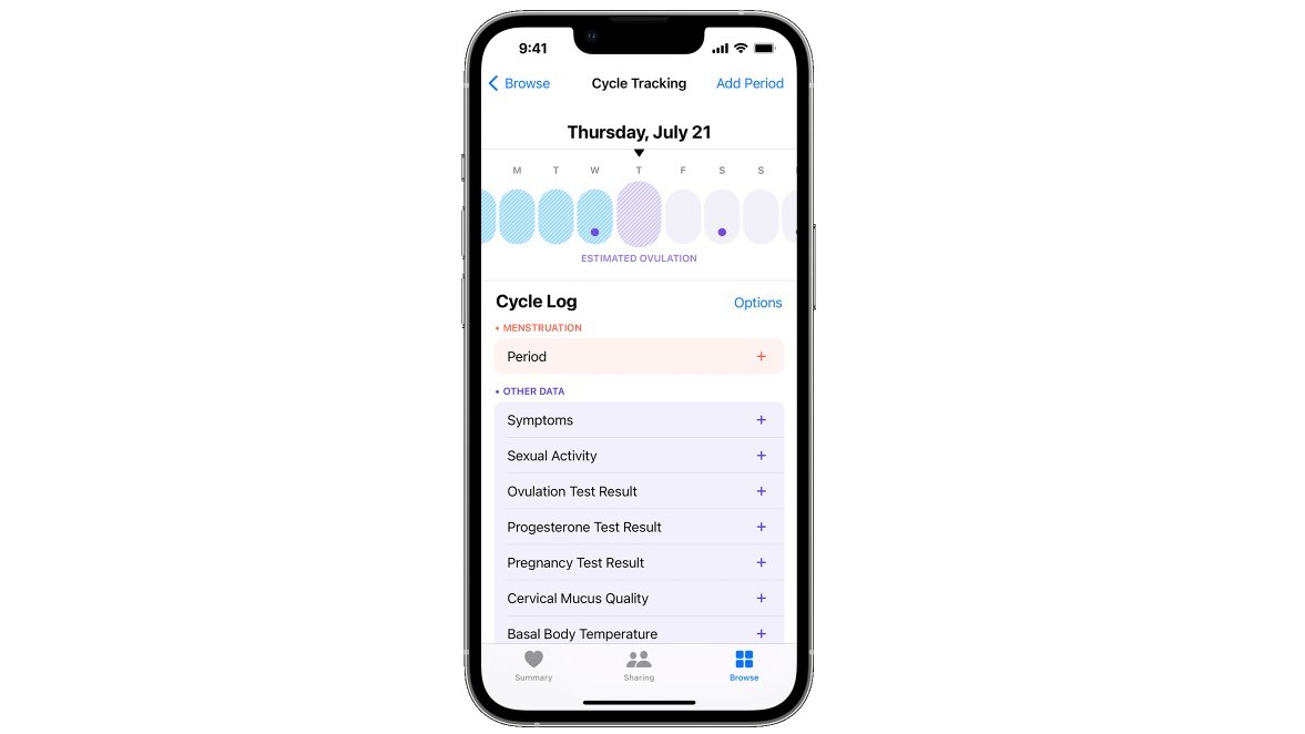 Ovulation estimation can be viewed on Apple iPhone.