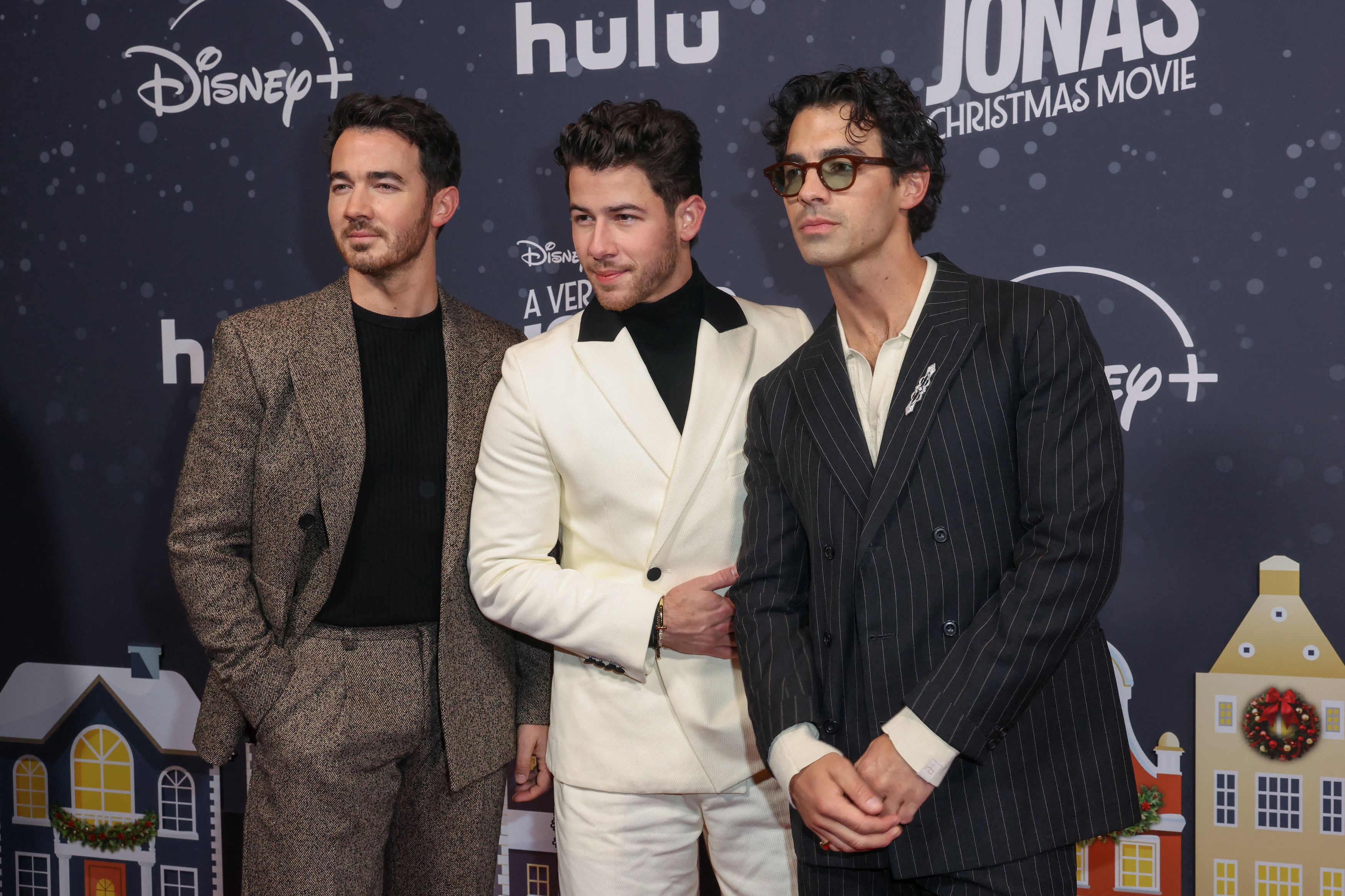 Kevin Jonas, Nick Jonas and Joe Jonas attend the red carpet for the film "A Very Jonas Christmas Movie" in New York City, U.S., November 10, 2025.Credit: Reuters