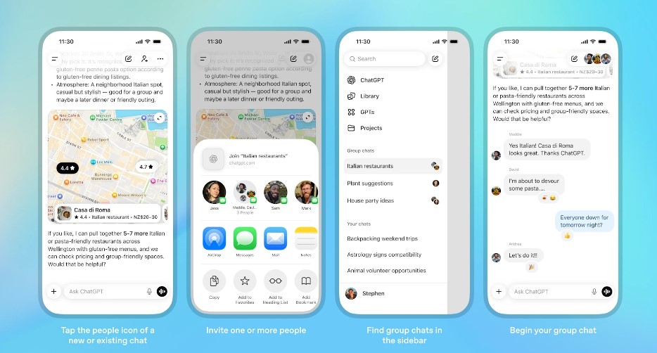 Group chats in ChatGPT app.