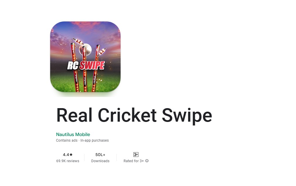 Real Cricket Swipe on Google Play Store.