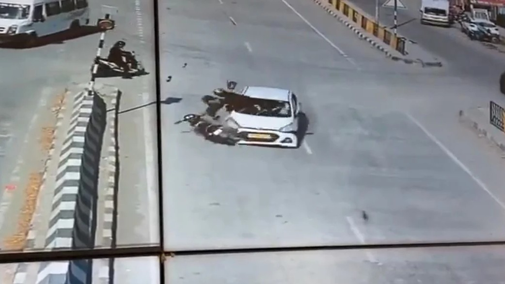 Watch | Speeding car hits two-wheeler moving in wrong direction in Uttarakhand