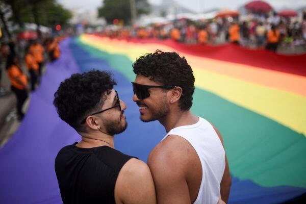 Revellers take part in the LGBTQ+ Pride Parade at Copacabana beach in Rio de Janeiro, Brazil, November 23, 2025.
