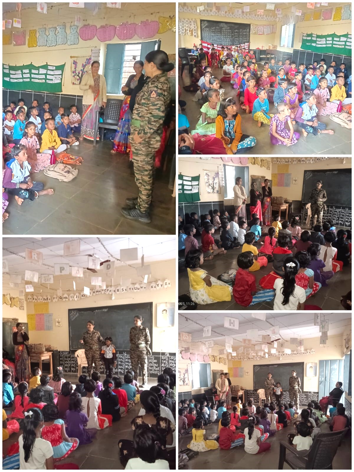 Members of the Akka Pade create awareness at a school in Bidar. DH Photo