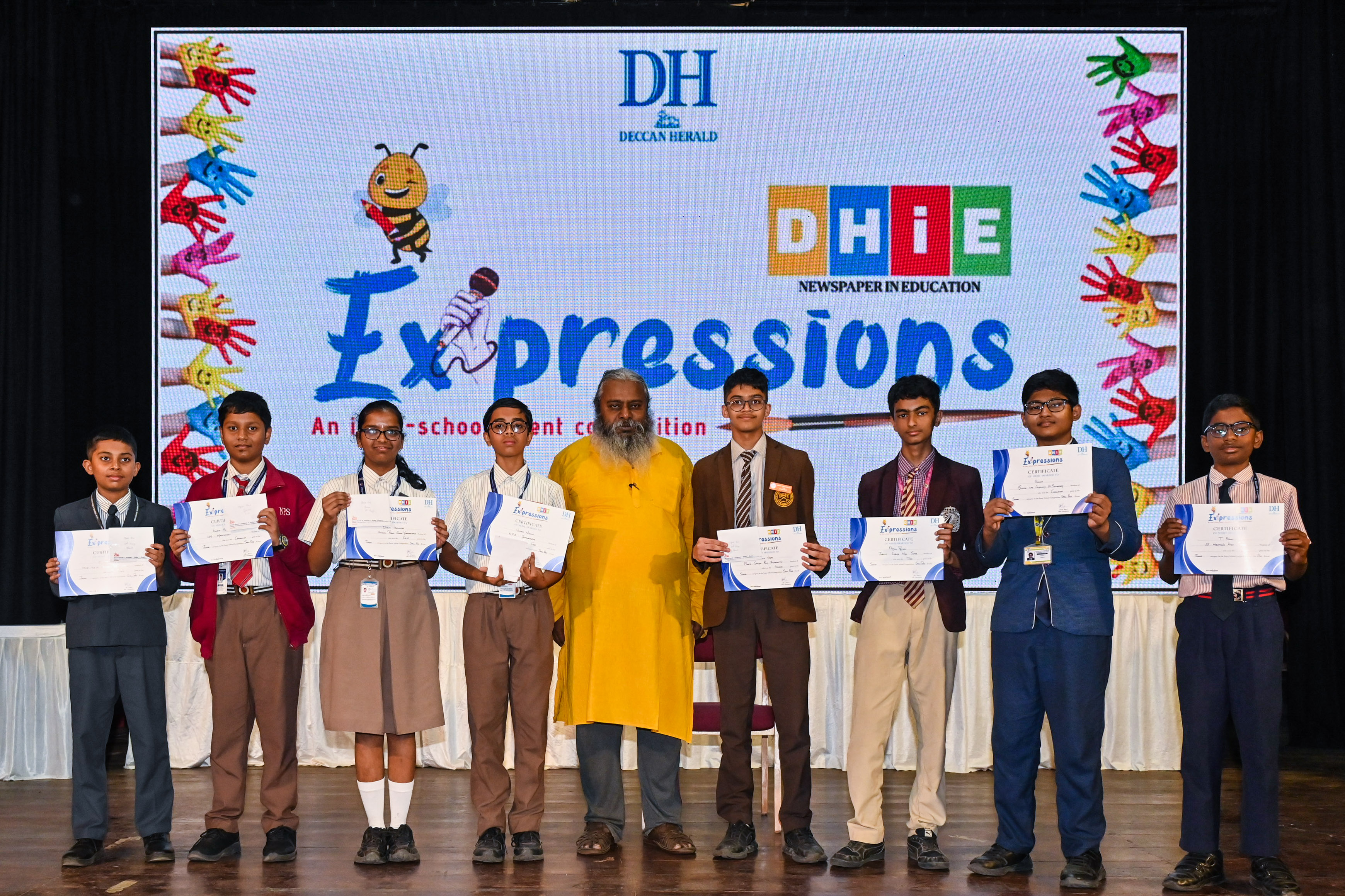Winners of Spell Bee competition in DHiE Expressions with Arul Mani Dean School of Languages at St Joseph’s University. 