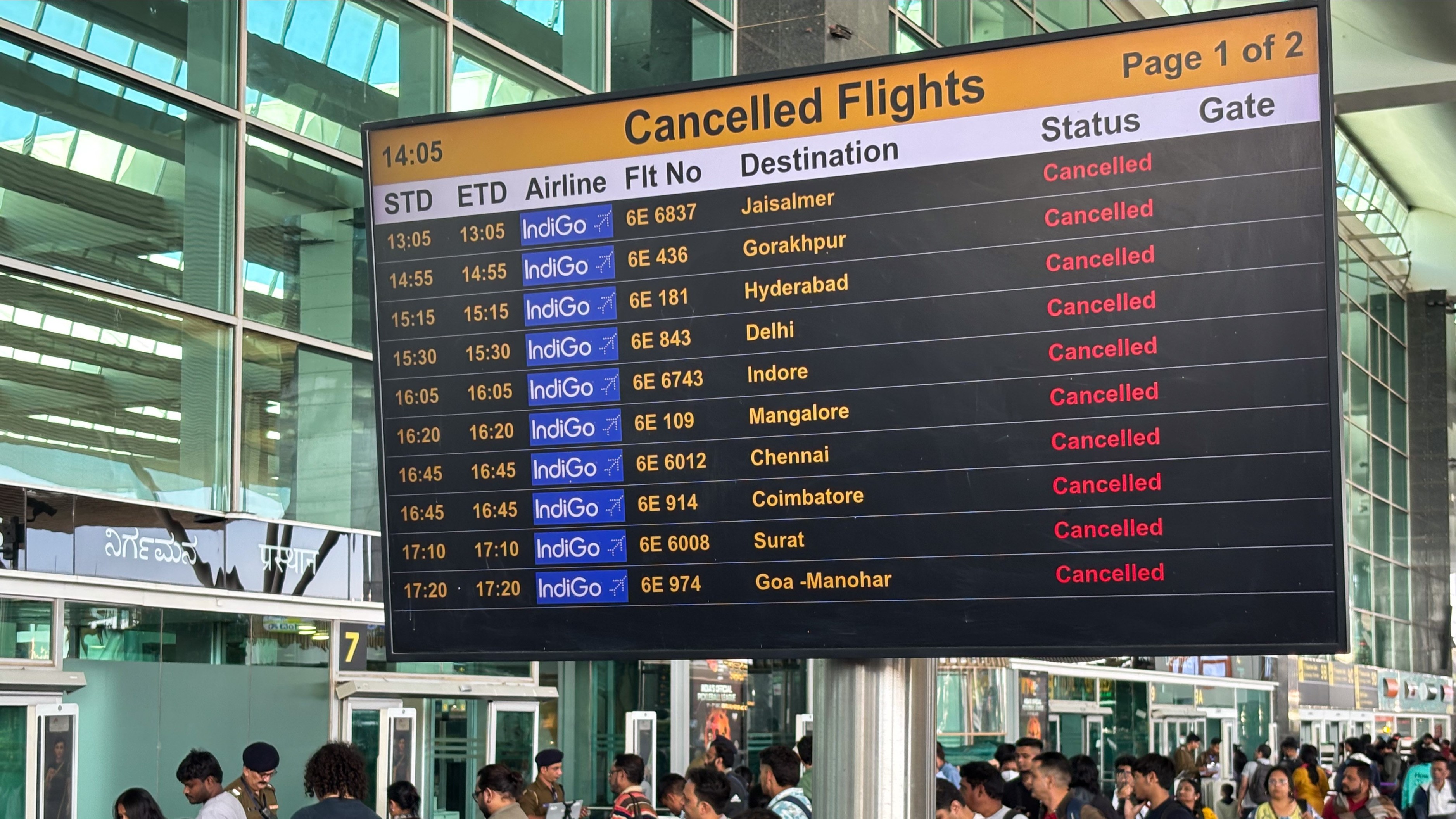 IndiGo cancellations at KIA drop below 100 for first time in a week