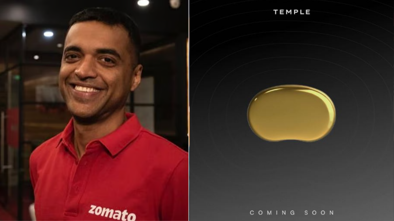 Deepinder Goyal and poster for 'Temple'