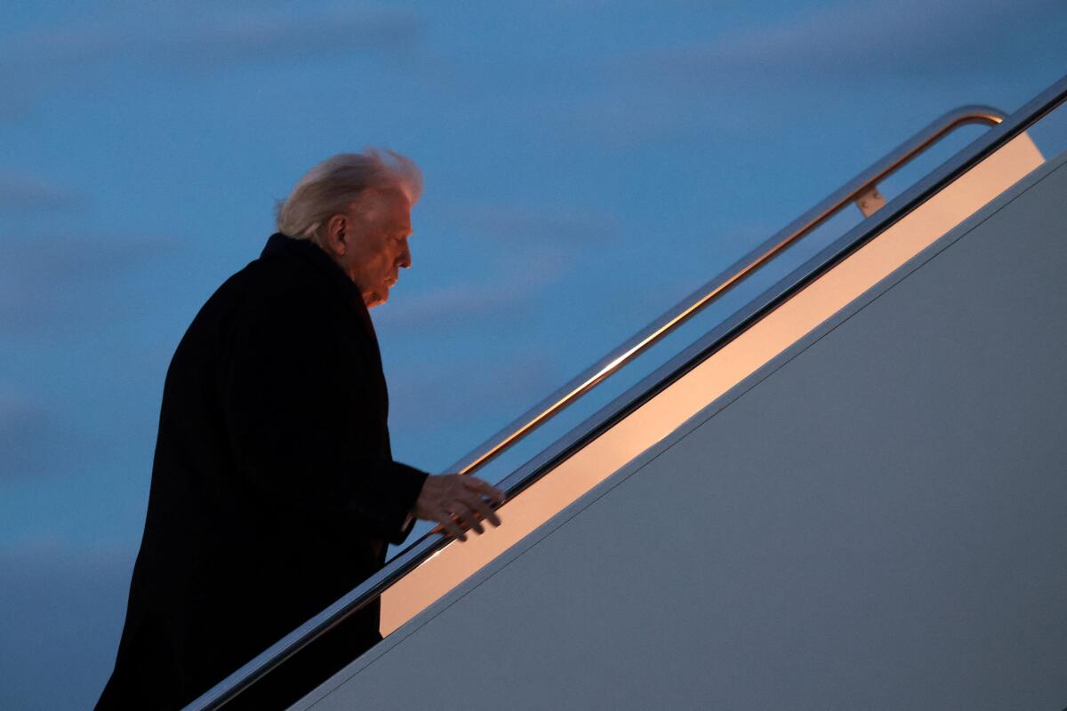 U.S. President Donald Trump boards Air Force One for travel to Pennsylvania from Joint Base Andrews, Maryland, U.S. December 9, 2025. Credit: Reuters