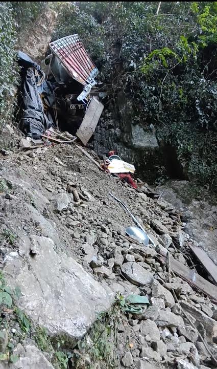 The truck that plunged into a deep gorge.