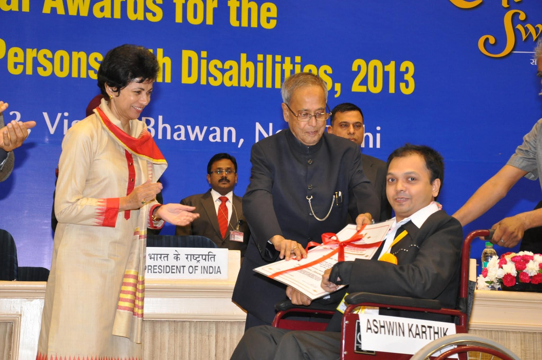 The author was conferred a National Award for his contribution to the disabled community by former president Pranab Mukherjee in 2013. 