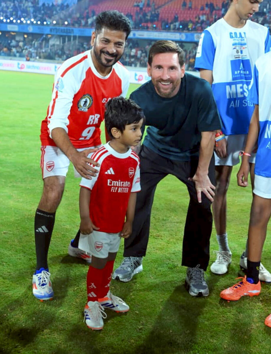 G.O.A.T. India Tour 2025: Messi in Hyderabad. Credit: PTI