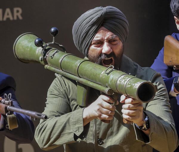 Bollywood actor Sunny Deol poses for photographs during the teaser launch of the upcoming film 'Border 2', in Mumbai.