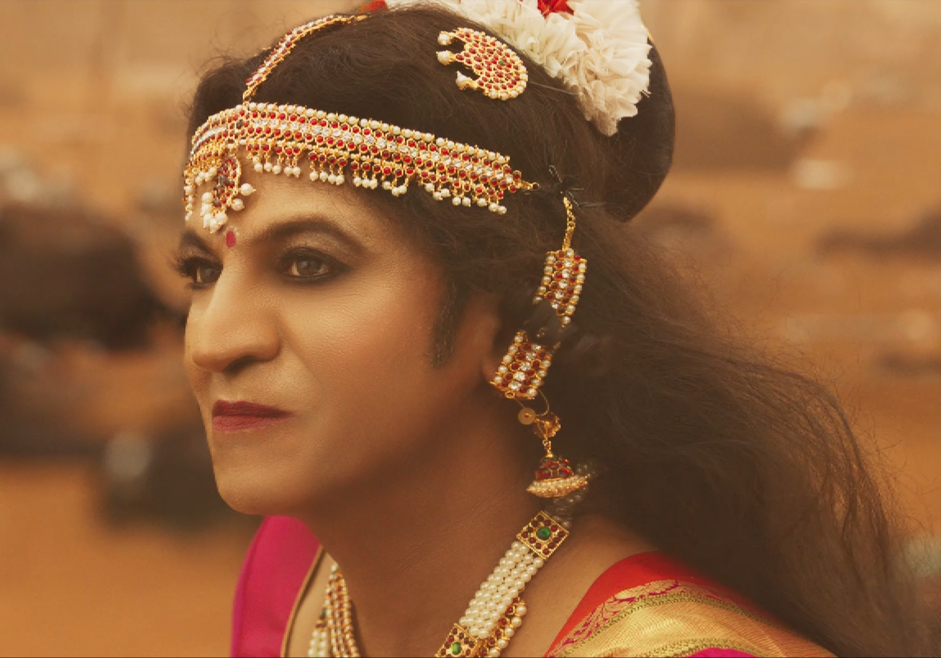 Actor Shivarajkumar in a woman’s get-up in the film.