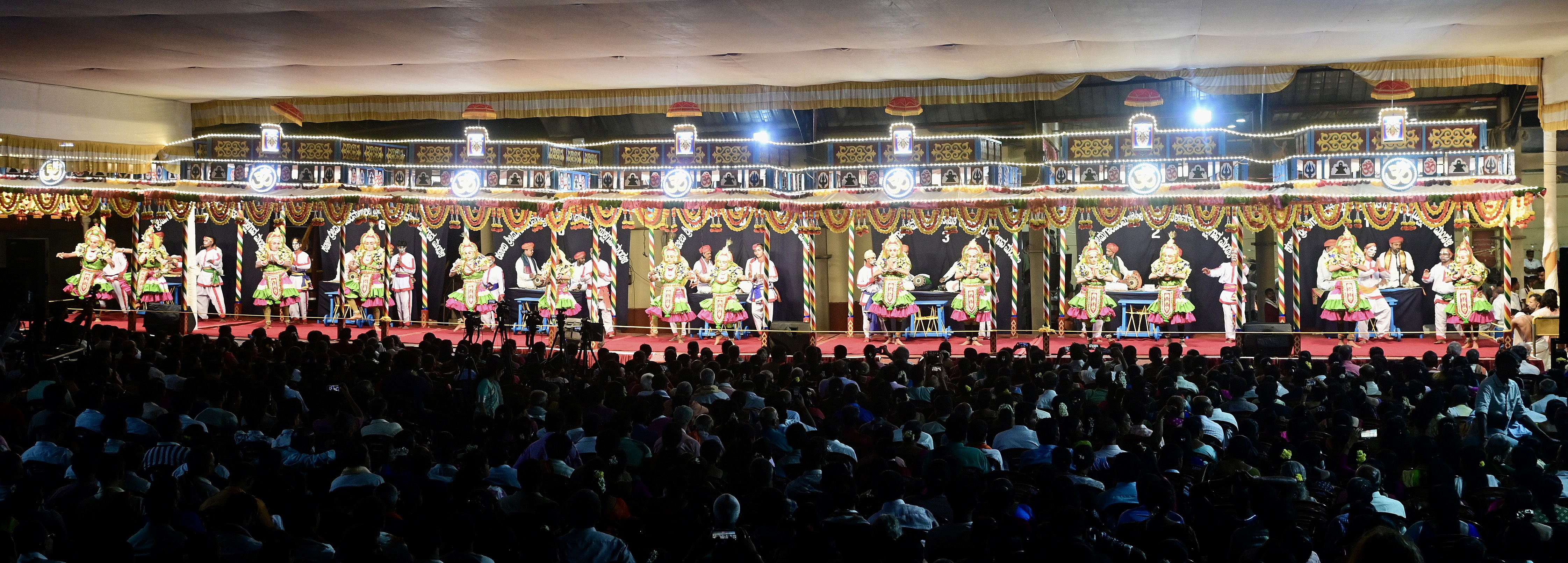 Yakshagana artistes who are part of various Harake Melas affiliated with the Kateel Shri Durgaparameshwari temple collectively perform during the initiation of this year’s tour. 