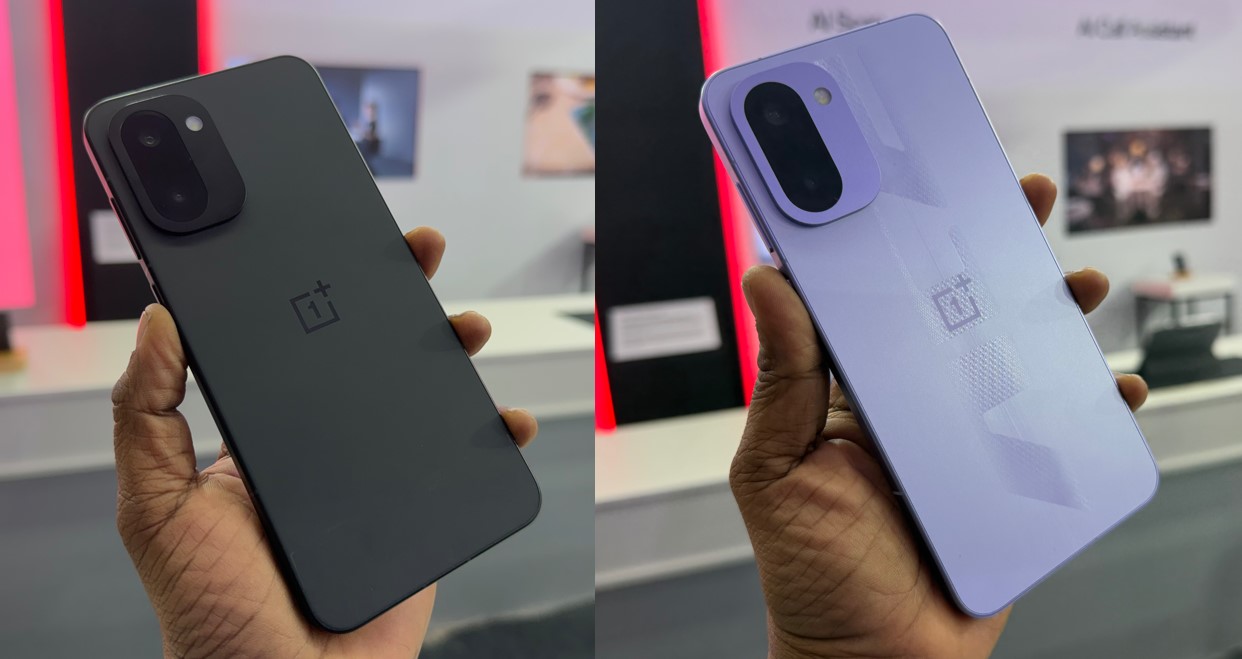 OnePlus 15R colours-- Charcoal Black and Electric Violet.