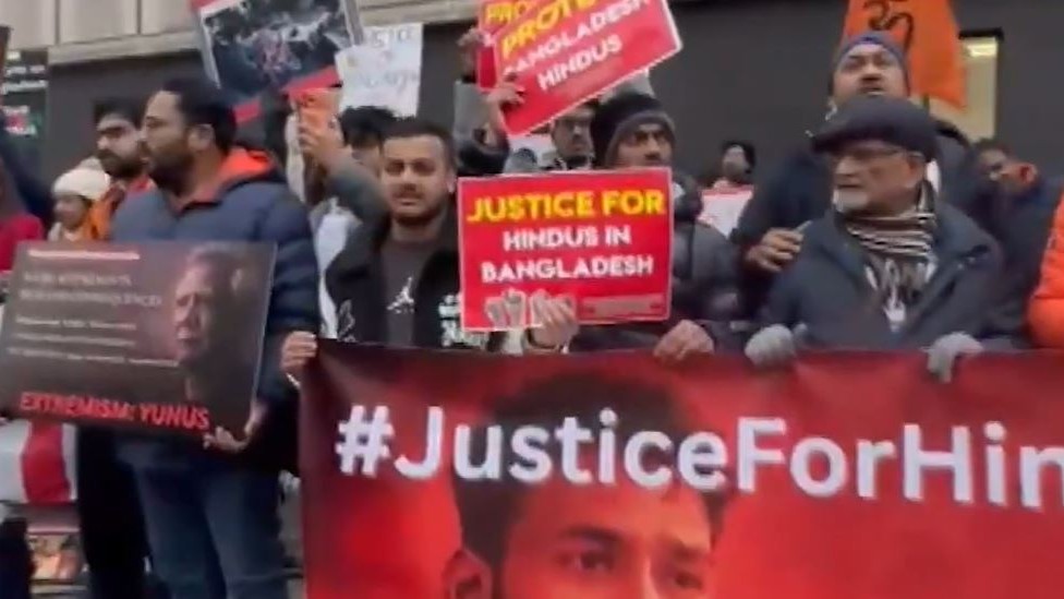 British Hindus demand justice at Bangladesh mission protest in UK