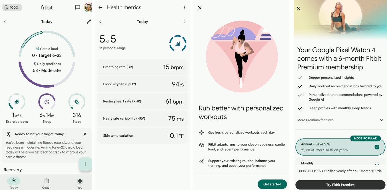 Fitbit app offers premium fitness programme.