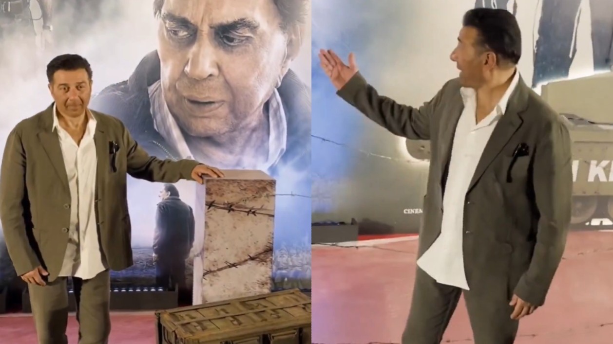 ‘Papa Ke Paas Khada Hota Hoon’:  Emotional Sunny Deol stands next to Dharmendra’s poster at 'Ikkis' screening