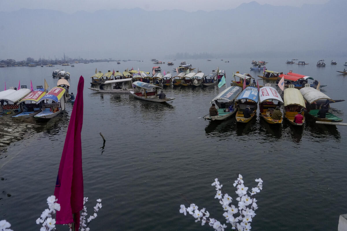 Shikaras on Dal Lake during Jashn-e-Wand (Festival of Winter) celebrations, in Srinagar, Monday, Dec. 29, 2025. 