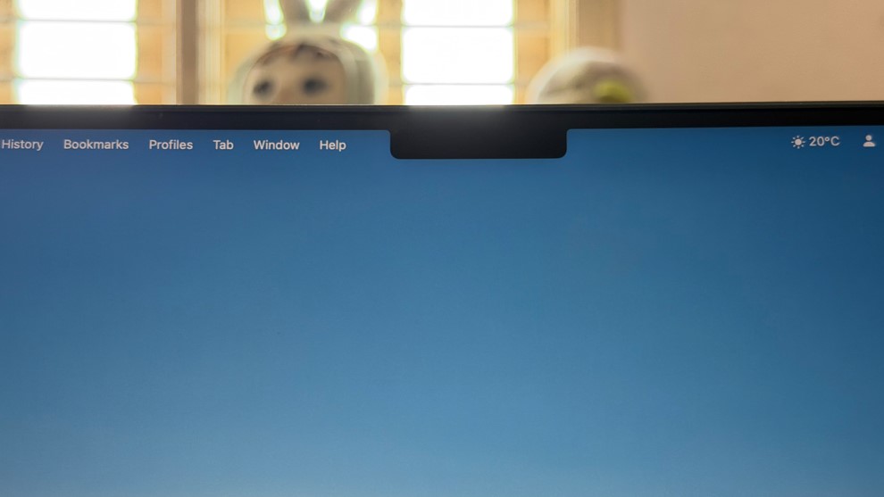 Apple MacBook Pro M5's 12MP Centre Stage camera at the top of the display panel.