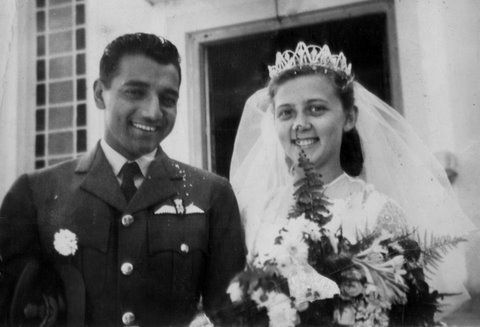 Margaret Newnes with husband Percy on their wedding day in 1958. Photo courtesy: Author