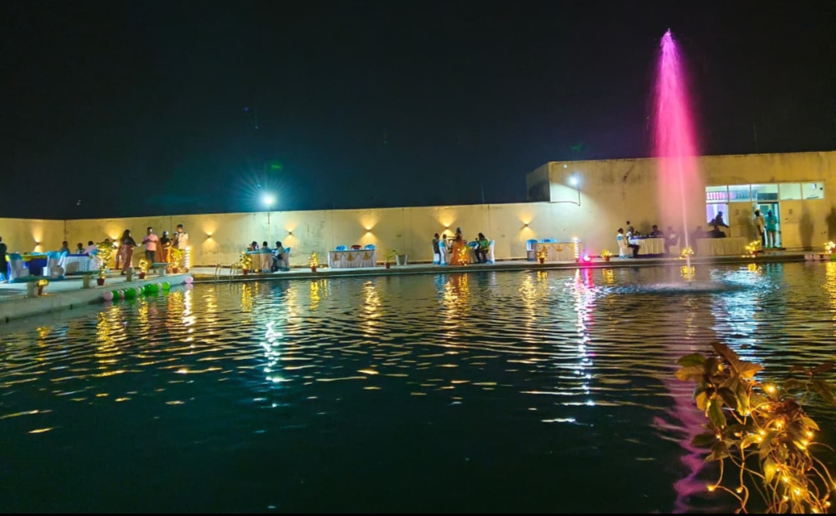 Swimming pool at Karnataka's Yadgir district stadium used for RDPR Dept banquet 