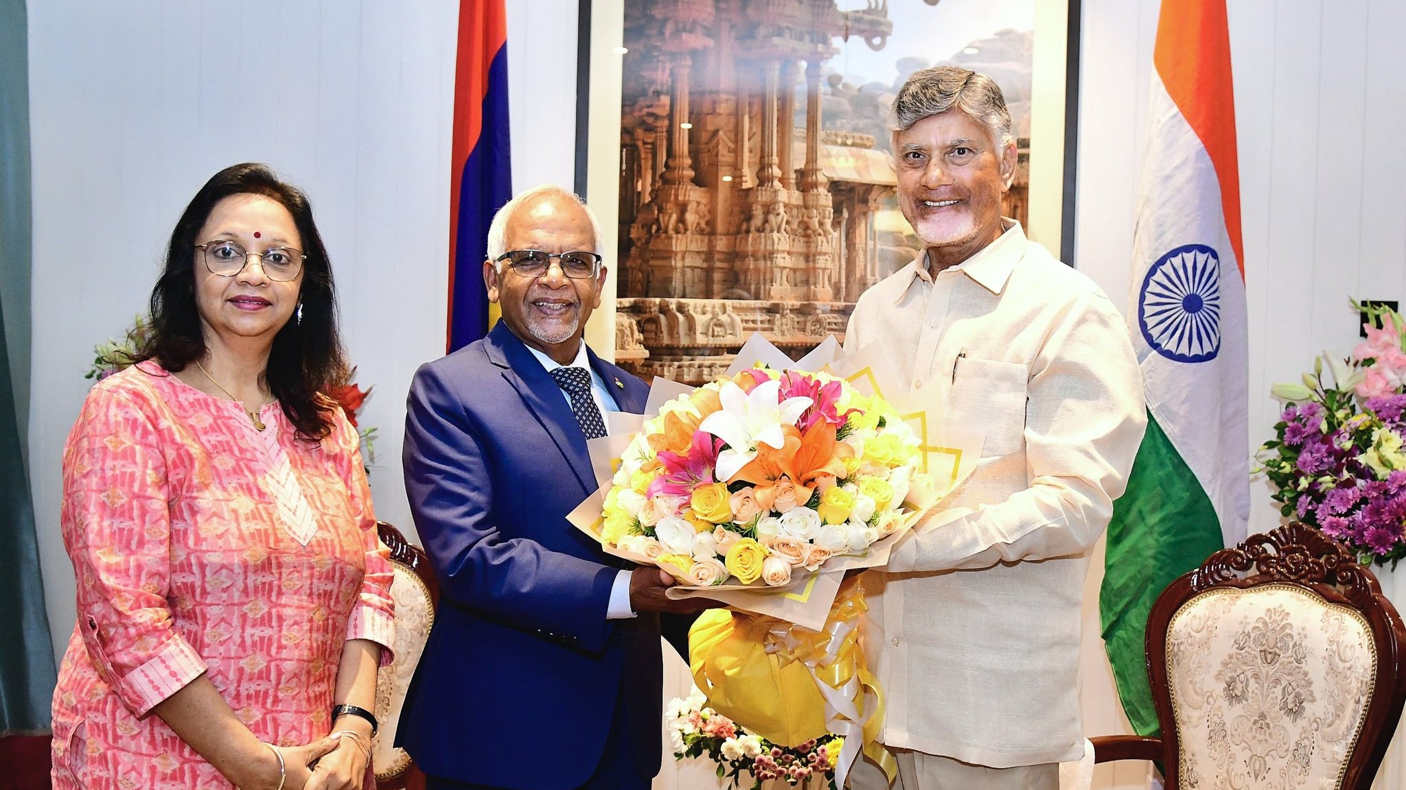 Mauritius President meets Andhra Pradesh CM N Chandrababu in Amaravati