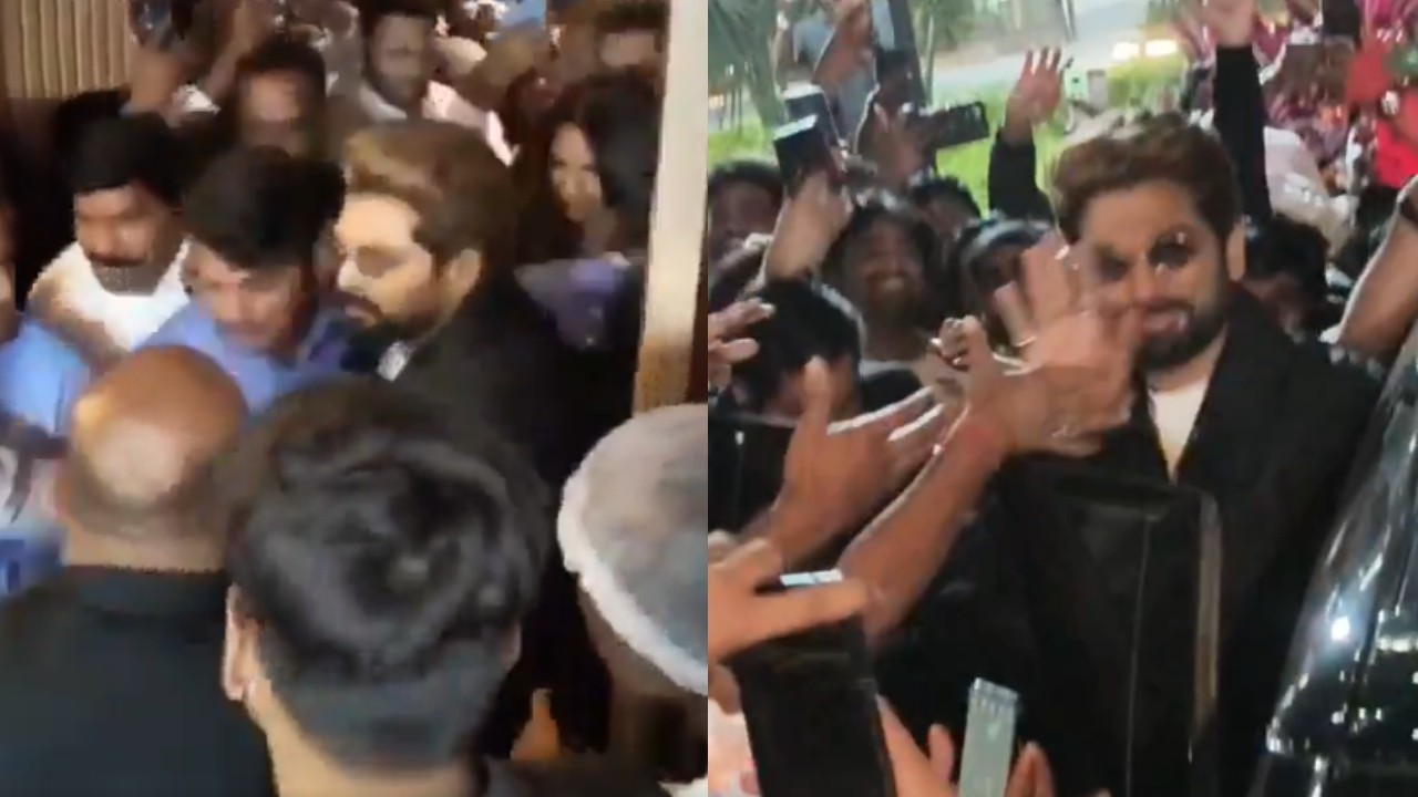 Panic erupts as Allu Arjun and wife get 'mobbed' by fans for photos at Hyderabad cafe 