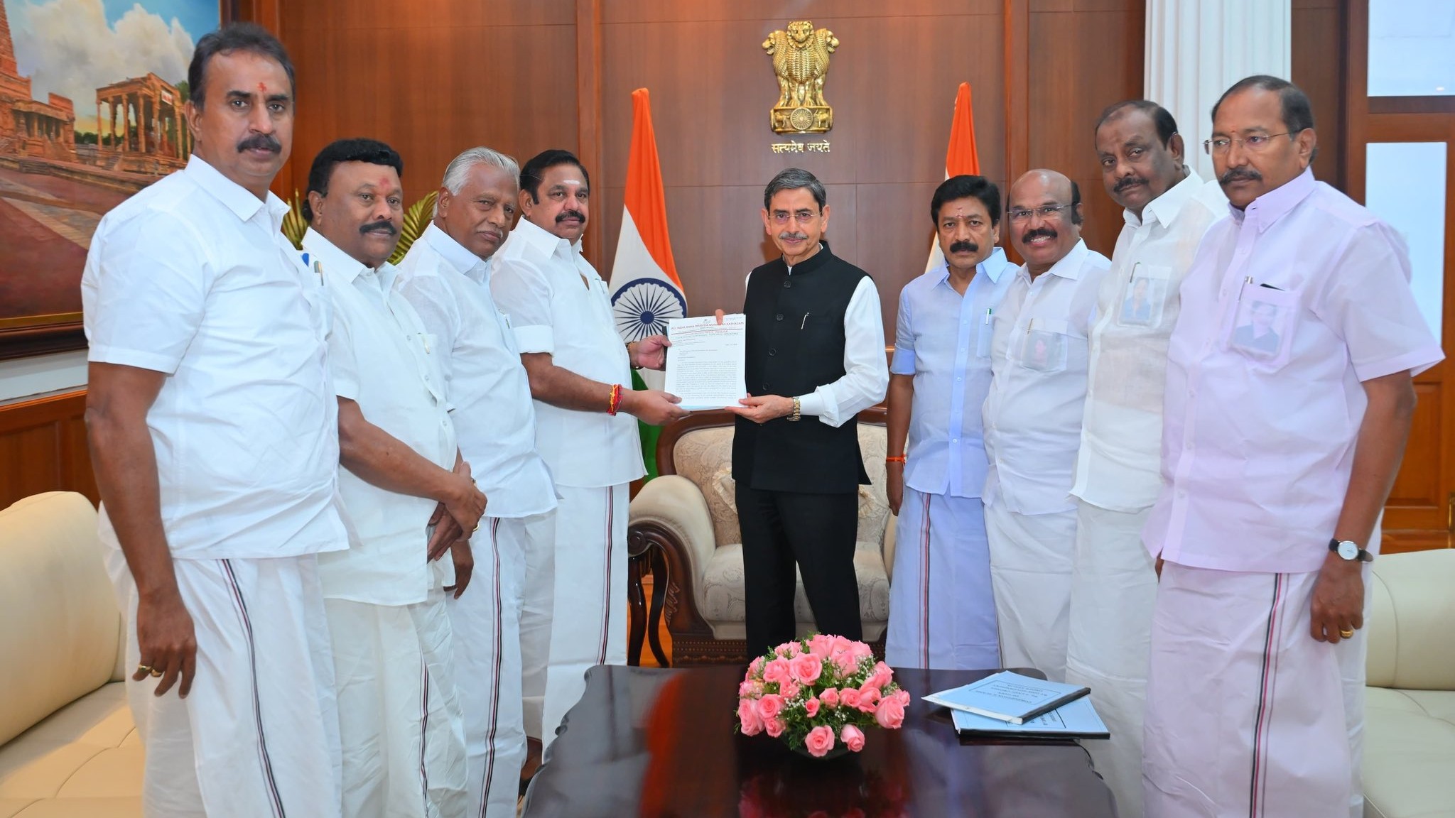 AIADMK submits memorandum to Tamil Nadu Governor alleging mass corruption by DMK government
