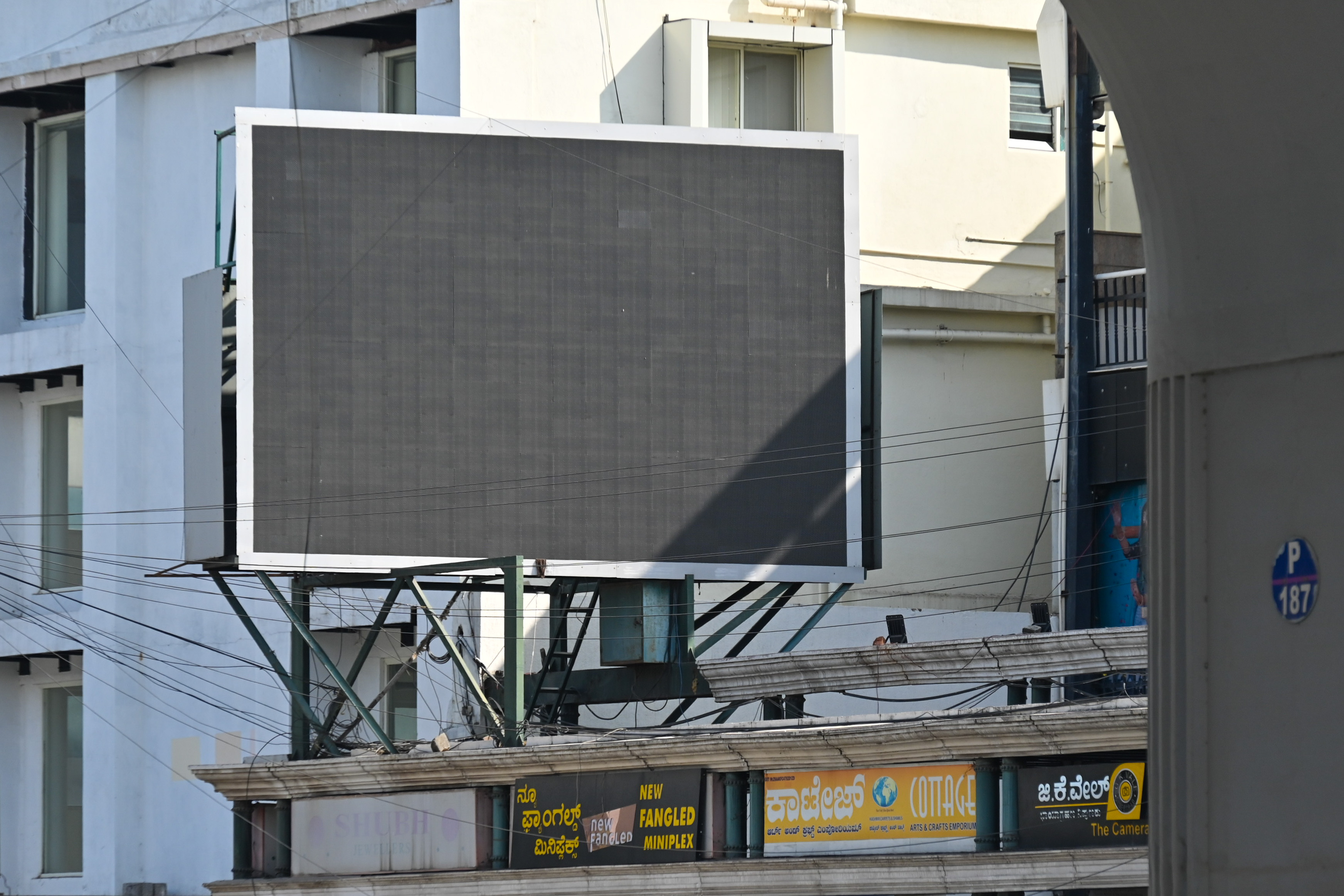 Illegal LED ad boards on MG Road switched off but not removed. DH PHOTO/PUSHKAR V