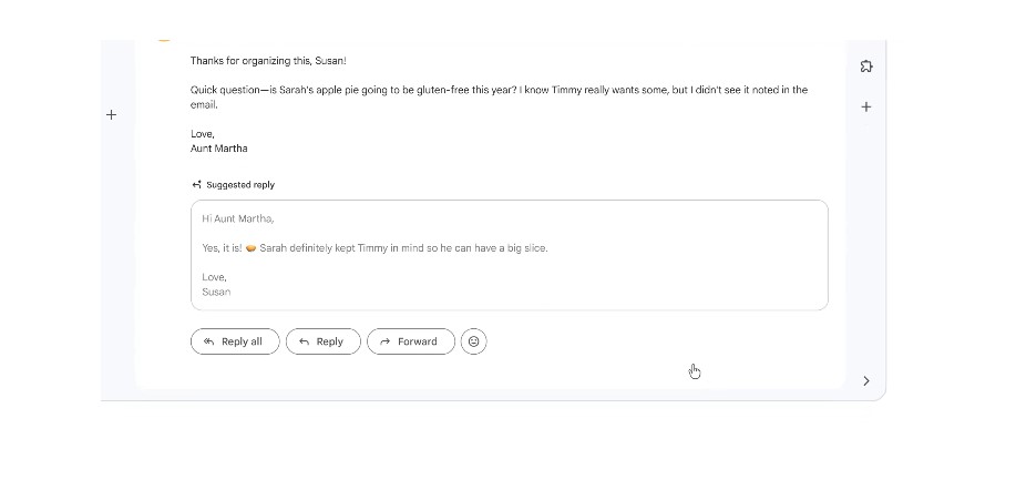 Suggested replies on Gmail.