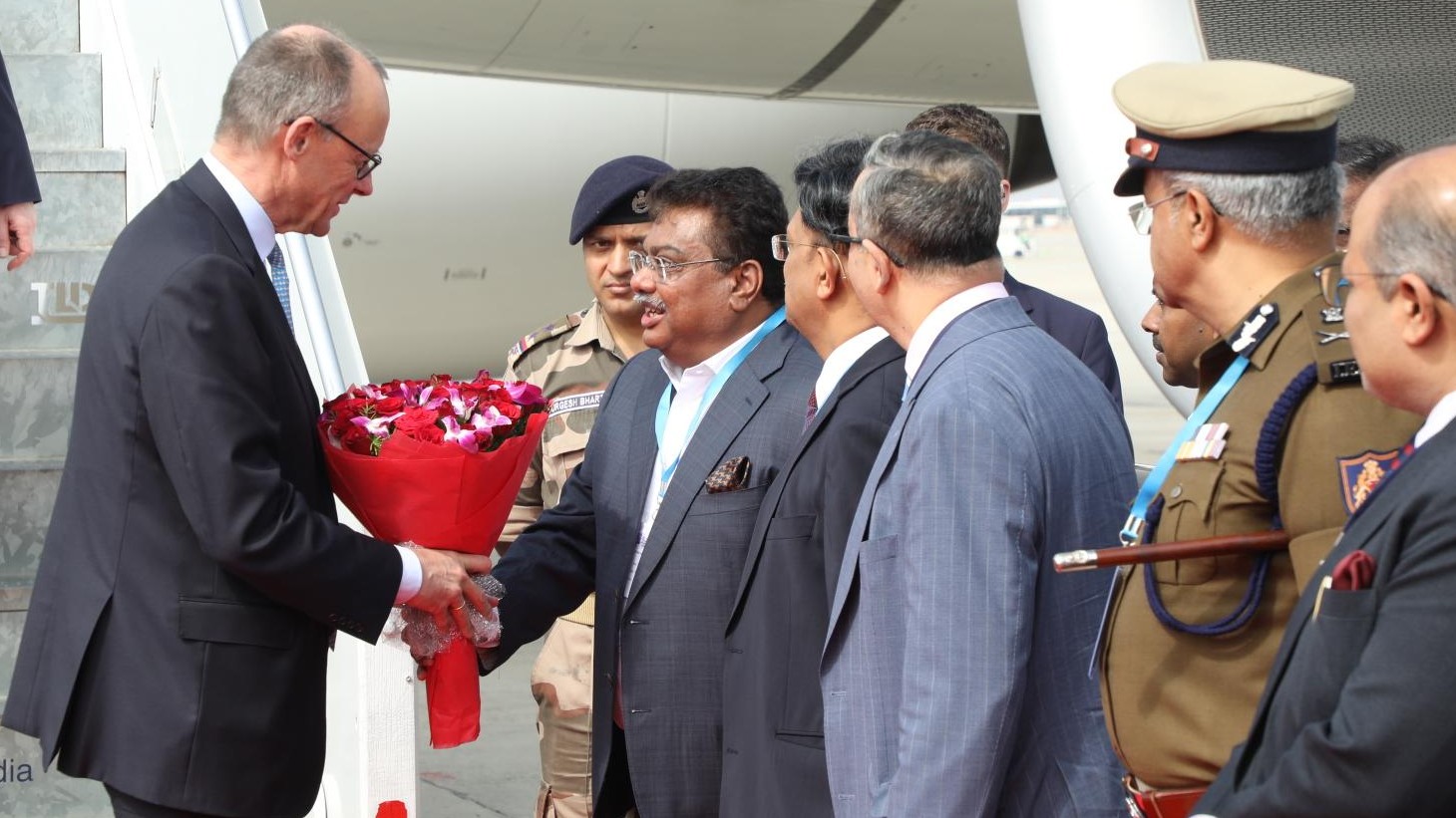 German Chancellor Friedrich Merz arrives in Bengaluru