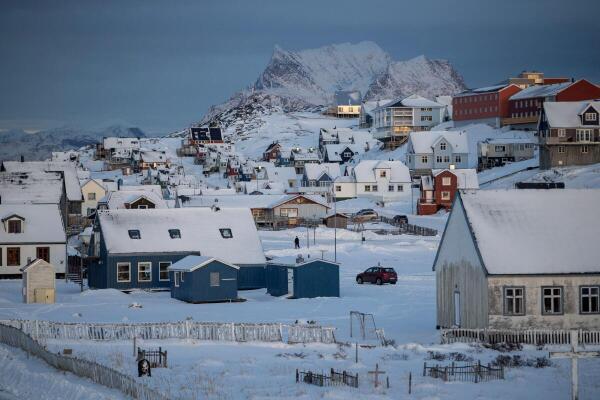 A view of buildings in Nuuk on the day of the meeting between top U.S. officials and the foreign ministers of Denmark and Greenland, in Nuuk, Greenland.