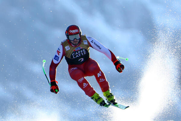 Austria's Daniel Hemetsberger in action during the men's downhill training.