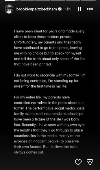 Screenshot of Brooklyn Beckham's Instagram story
