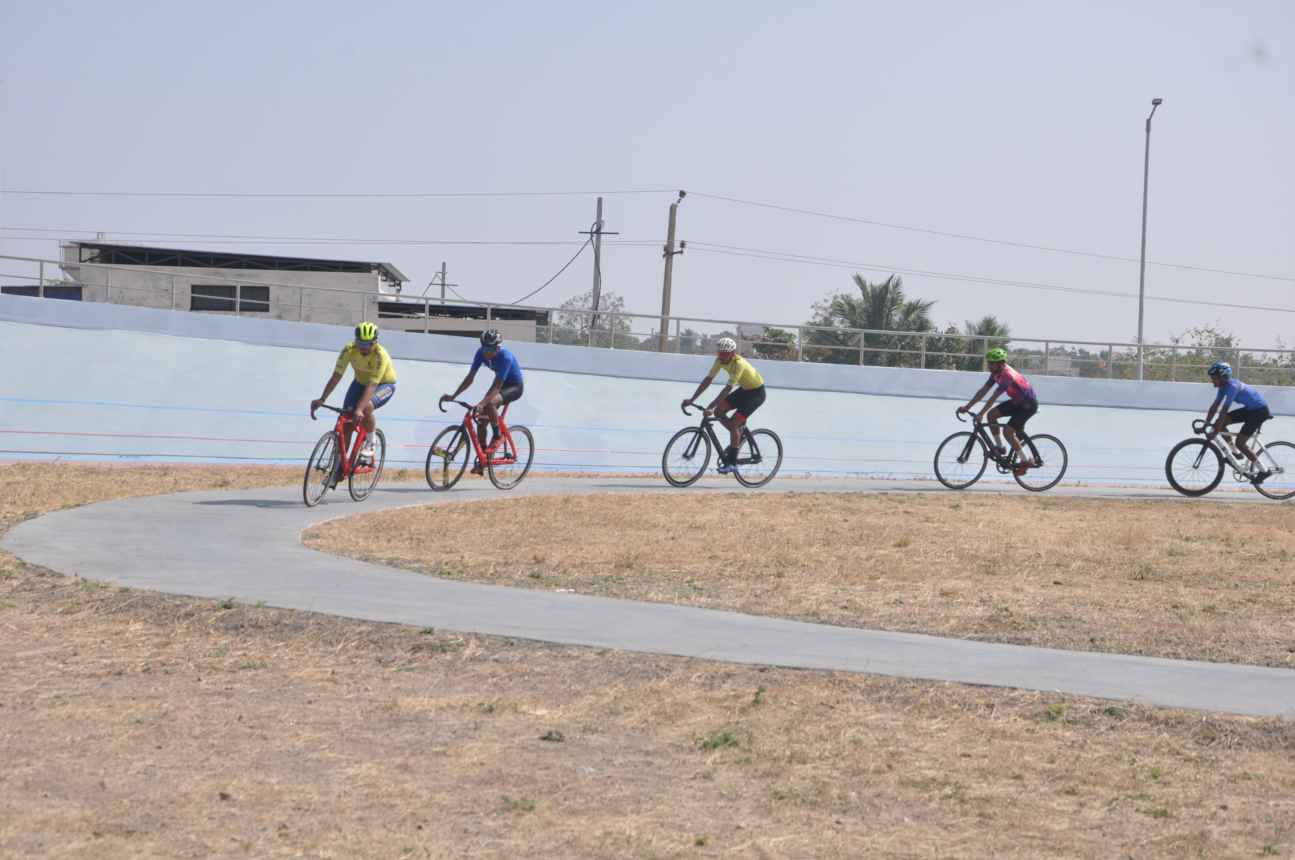 Cyclists practise at the velodrome in Vijayapura. Photo/Sanjeev Akki