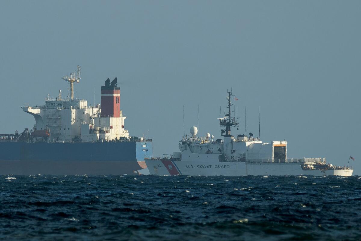 U.S. seized oil tankers Galileo and M Sophia anchored off the coast of Ponce. Reuters
