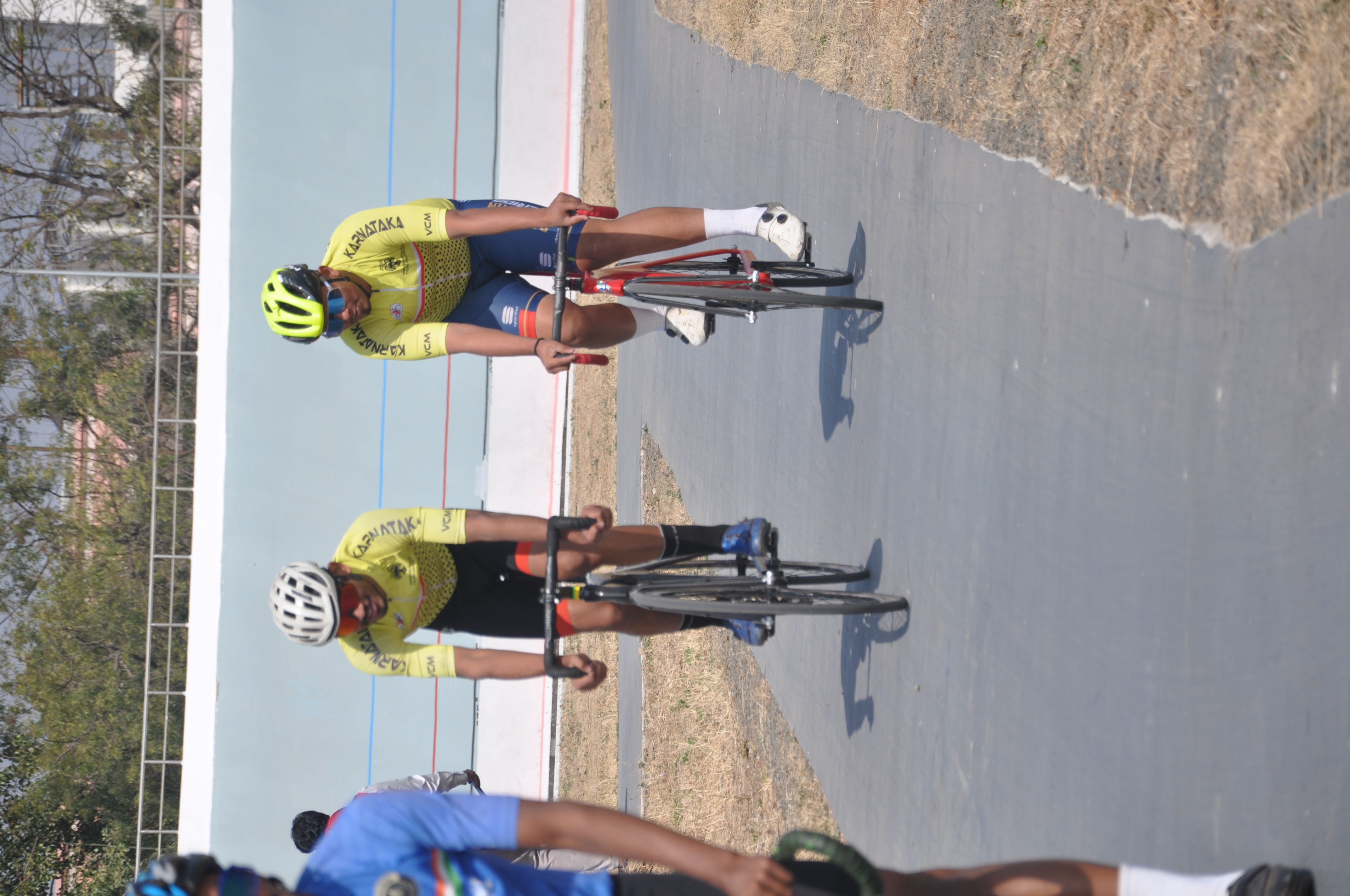 Cyclists practise at the velodrome in Vijayapura. Photo/Sanjeev Akki