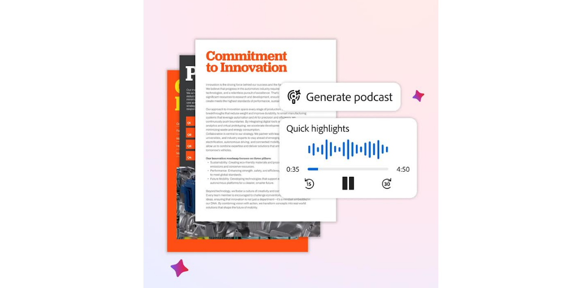 Adobe AI tool can turn big documents to podcasts.