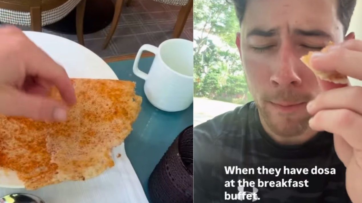 WATCH: Nick Jonas enjoys dosa while vibing to Priyanka Chopra’s ‘Barsaat’ song