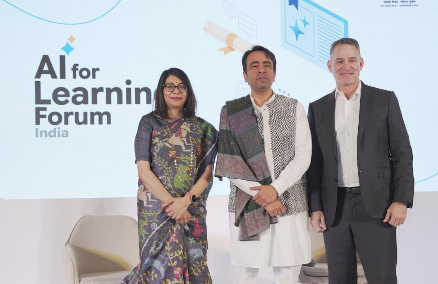 (L to R) Preeti Lobana, Sh. Jayant Chaudhary, and Chris Phillips.