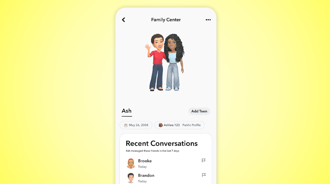 In Family Center, parents can view recent conversation between their child and the new friend on Snapchat.