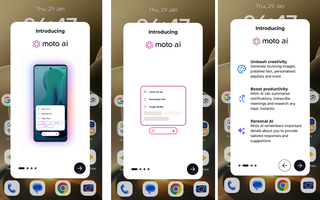 Moto AI feature on Motorola Signature phone.
